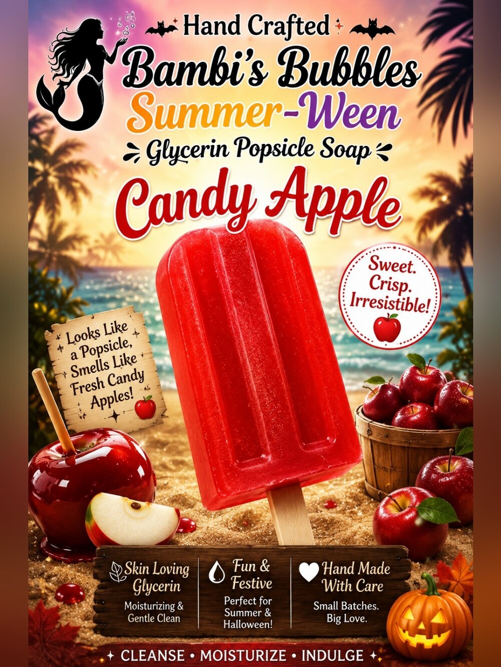 New! Summer-Ween Hand Crafted Popsicle Glycerin Soap 3oz With Wash Cloth - Picture 2 of 7